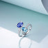 AOBOCO Sterling Silver Cat Ring, Blue Purple Crystals from Austria, Cute Pet Kitten Kitty Adjustable Open Ring, Cat Gifts for Lovers, Anniversary ...