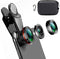 KINGMAS 3 in 1 Universal 198° Fish Eye Lens + 0.63X Wide-Angle Lens + 15X Macro Clip Camera Lens Kit for iPad iPhone Samsung Android and Most Smar...