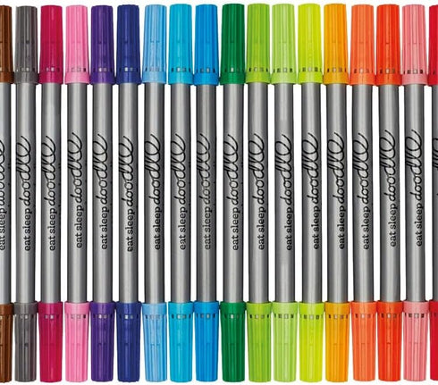 eatsleepdoodle Artist Set of 20 Original Doodle Wash-Out Fabric Marker Set - Double-Ended Felt Tips in Handy Storage Box...
