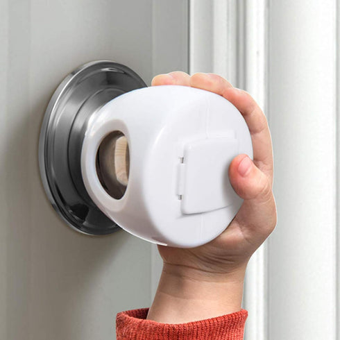 Door Knob Safety Cover for Kids, Child Proof Door Knob Covers, Baby Safety Door knob Handle Cover Lockable Design (4 Pack)...