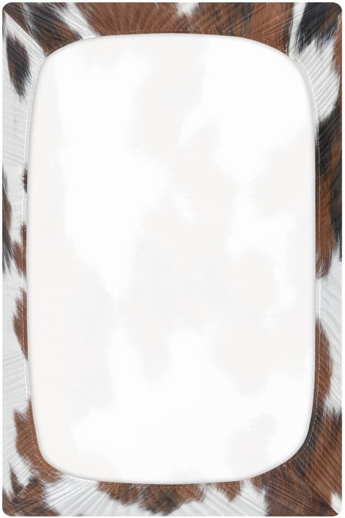 White Brown Print Cow Crib Sheets for Boys and Girls, Fitted Baby Crib Sheets Soft and Breathable Mini Crib Sheets 39 X 27 X Inches...