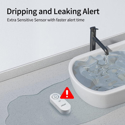 eMylo WiFi Water Sensor, 120dB Water Leak Detector Sensor Alarm with Realtime App Notification, Water Level Monitor Water Immersion Sensor Alarm f...