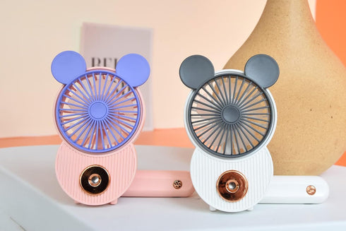 Cute Mickey Misting Mini Fan, Handheld Portable USB Rechargeable Fan with 3 Adjustable Speeds, Foldable Personal Fan For Travelling(Pink)...