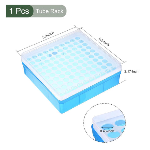 YOKIVE Tube Rack, Polypropylene Test Tube Rack Holder | Great for 1.5ml, 2ml Lab Test Tube(Blue, 100-Sockets)...