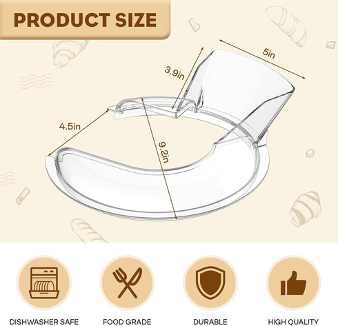 COFUN Pouring Shield for KitchenAid 4.5-5 Q Tilt-Head Stand Mixers, Fit Splash Guard for KitchenAid Mixer Bowl(Stainless Steel, Glass, Ceramic)- A...