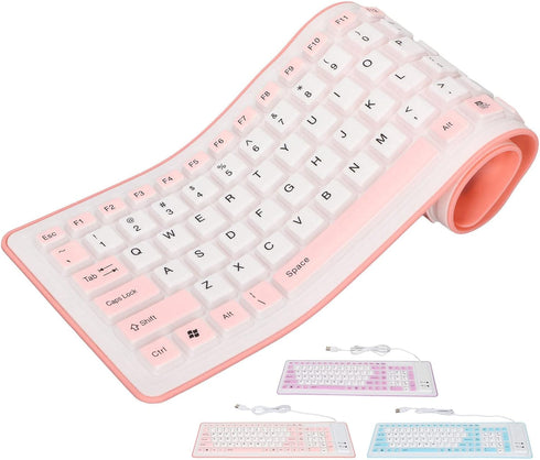 103 Keys Foldable Silicone Keyboard,Wired USB Silicone Keyboard Silent Keyboard Soft Touch Keyboard Waterproof Rollup Keyboard for PC Laptops()...