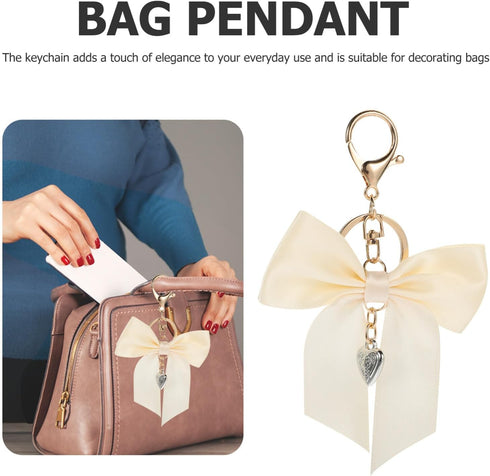 Bow Keychain Ribbon Keychain Charm Bowknot Keyring Bowknot Keychains Bow Bag Charm Decorative Purse Charms for Women...