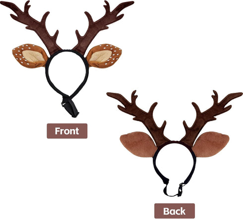 KUDES Dog Cat Christmas Reindeer Antlers Headband Classic Adjustable Elk Hat Headwear Pet Deer Cospaly Costumes Accessories (L(for Medium Big Dogs...
