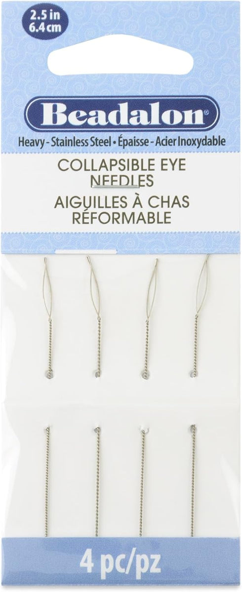 Beadalon Collapsible Eye Beading Needles, Heavy 0.51 / .020 inches diamater, 2.5 inches Length, 4 pc...