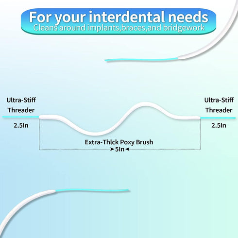 Easy-to-Use Sponge Floss for Cleaning of Implants Bridges with Stiff Plastic Ends and Sponge Floss Oral Hygiene (2)...