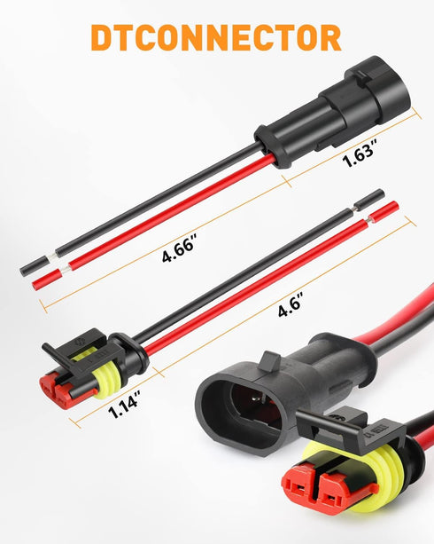 NAOEVO 2 Pin Connector Waterproof?16 AWG 2 Wire Connectors, Automotive Electrical Connectors Male And Female Way With Heat Shrink Tubing For Car T...