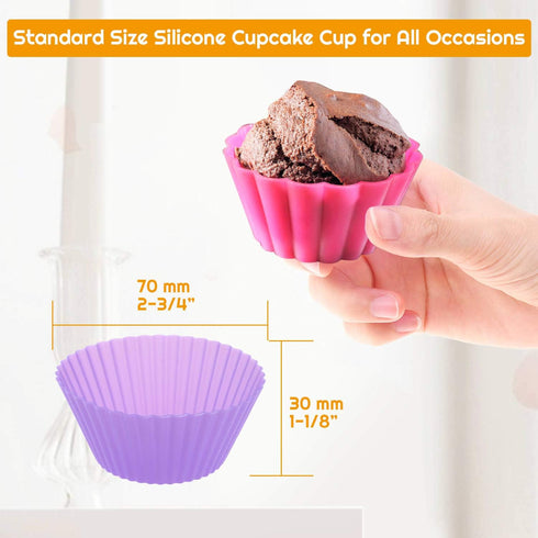 54 Pack Silicone Muffin Cups, Selizo Silicone Cupcake Baking Cups Reusable Muffin Liners Cupcake Wrapper Cups Holders for Muffins, Cupcakes, and C...