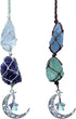 Handmade Crystal Window Car Hanging Ornaments Rear View Mirror Car Decor Raw Stone Healing Crystals Moon and Star Decorative Car Accessories (Cele...