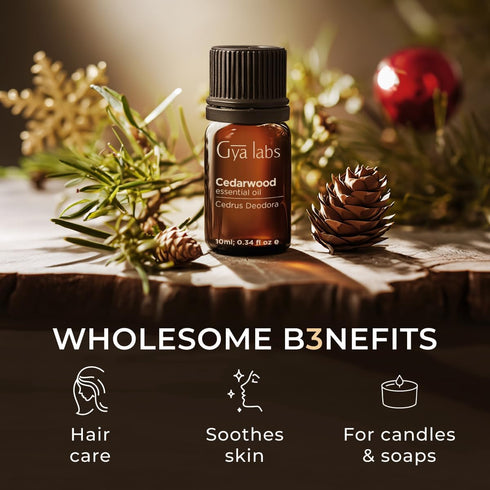 Gya Labs Cedarwood Essential Oil for Hair and Diffuser - 0.34 Fl Oz - 100% Pure Natural Cedarwood Oil for Hair Aromatherapy Skin & Candle Making -...