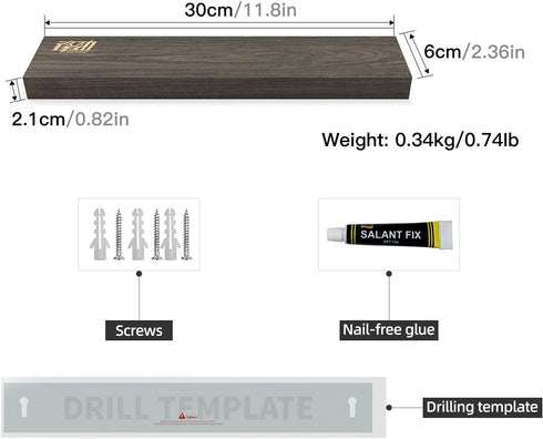 FINDKING Ash Wood Magnetic Knife Strip, Magnet Utensil Holder for Wall, Refrigerator, Wooden Rack for Kitchen Knives, No Drill (Dark Brown, 12 Inc...
