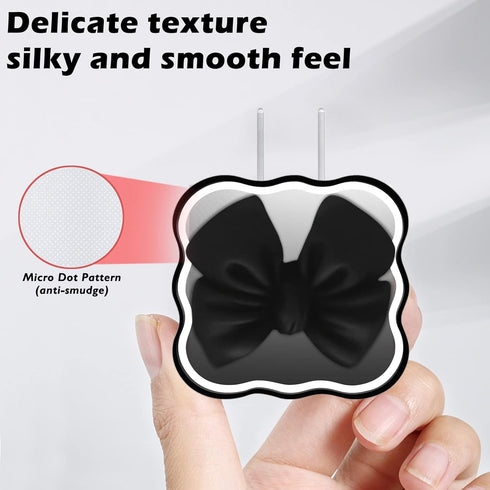 Kawaii Phone Cable Protector for iPhone 18W/20W USB-C Charger with 3D Bow Tie Wave Design,Clear Soft Charger Protective Case Data Line Cover Cute ...