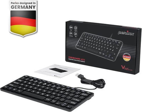 Perixx PERIBOARD-432 Wired Mini USB Keyboard - X Type Scissor Keys - Big Print Keys - US English, Black...