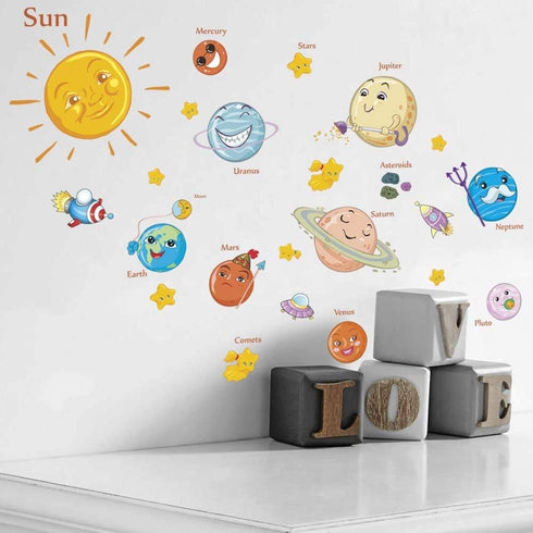Amaonm Kids Room Wall Art Decor Decals Cartoon Removable Universe, Space, Planet, Solar System, Galaxy DIY Home Wall Stickers Decals Murals for Be...
