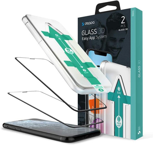 Deppa Screen Protector for iPhone 11 / XR (6.1') Tempered Glass 3D Full Coverage, Easy Install Tray Kit | Bubble-Free | Case-Compatible, 2 Pack...