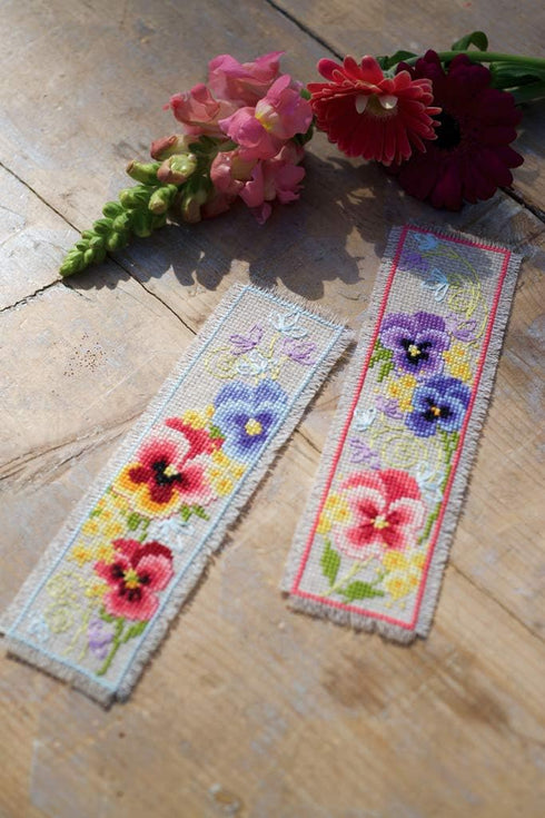 Vervaco Cross Stitch Bookmark Violets (Set of 2) 2.4" x 8"...