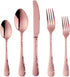 5-Piece Rose Gold Silverware Flatware Set Service for 1 Stainless Steel Cutlery Set Include Dinner Knife Table Fork Table Spoon Salad Fork Tea Spo...