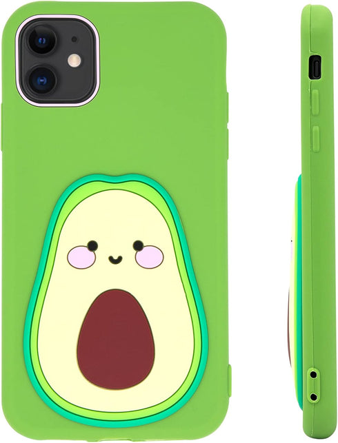 Cute iPhone 11 Case, Avocado Funny Fruit Shaped Soft Silicone 3D Cartoon Full Protection Shockproof Back Cover Cases Skin for Girls Kids boys Wome...