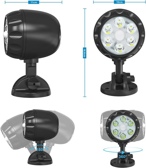 Battery Motion Sensor Light Outdoor, 600 LM Battery Operated Motion Lights Outdoor Waterproof 360° Adjustable 6 LED Motion Sensor Outdoor Lights, ...