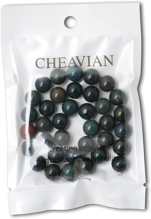 35PCS 10mm Natural Indian Bloodstone Round Loose Beads for Jewelry Making DIY Bracelet Necklace Materials 1 Strand 15"...