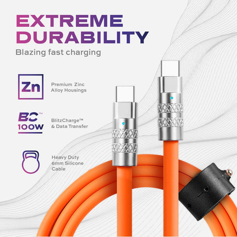 Statik TSumoCharge USB Type C to USB Type C Cable 6ft, 2M 100W Fast Charging , Liquid Silicone Cable, Support Data Transfer...