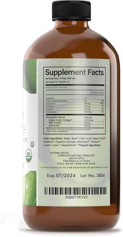 Liver Complete 8oz Organic Liquid Concentrate - Liver Cleanse & Digestive Bitters Vinegar Supplement...