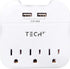 Tech2 3-Outlet Surge Protector Power Strip with 2 USB Charging Ports, ETL Certified Adapter for Home, School, or Office......