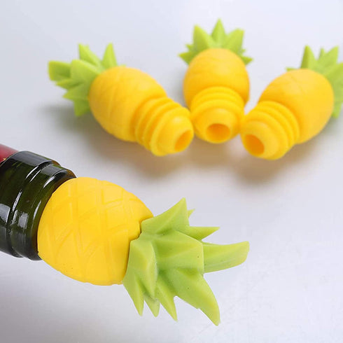 4Pcs Wine Stoppers for Wine Bottles - Pineapple Wine Stopper Wine Bottle Caps Reusable Wine Bottle Stopper Silicone Wine Stopper - Pineapple Bottl...