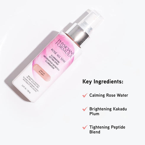Physicians Formula Rosé All Stay Illuminating Setting Spray For Makeup, Oil-Free, Alcohol-Free, Antioxidants | Dermatologist Tested, Clinicially T...