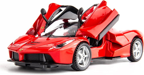 BDTCTK Compatible for 1:32 Ferrari Car Model Pull Back Car with Sound and Light for Kids Boy Girl, Metal Body Door Opened Red...