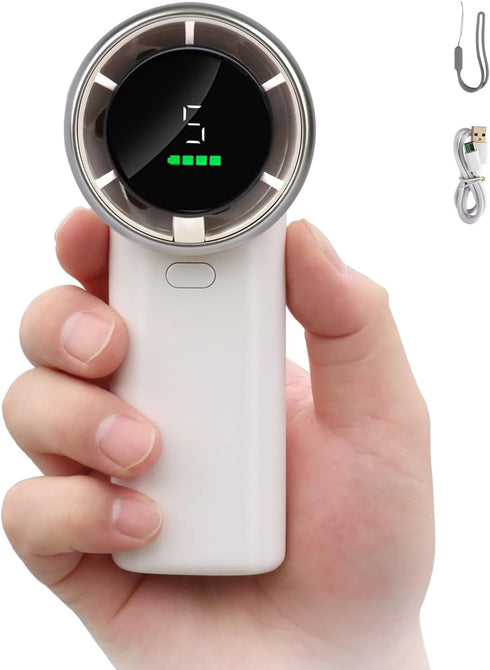 Portable Handheld Turbo Fan, Mini Portable Fan with LED Display, Personal Fan Handheld, USB Rechargeable Fan 3600mAh, 5 Speeds, Makeup Eyelash Fan...