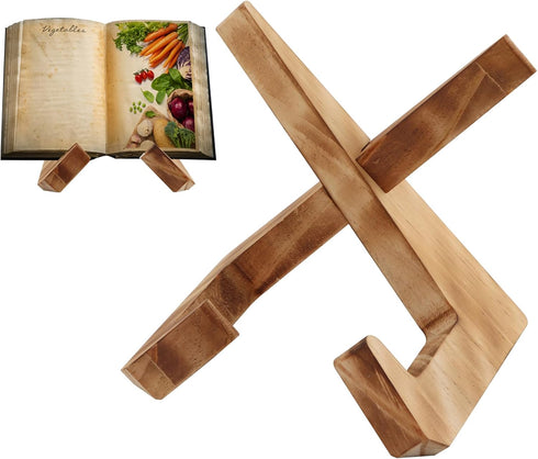 Cookbook Stand,Wooden Cookbook Holder,Recipe Book Holder for Display Stand,Cook Book Stand for Kitchen Hands-Fre-e Cooking, Cookbook Stand for Kit...