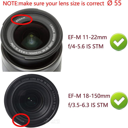 D3500 Lens Cap (55mm) Compatible for Nikon D3500 D7500 w/AF-P 18-55mm Lens, Compatible for Sony FE 28-70mm Lens (2 Pack)...