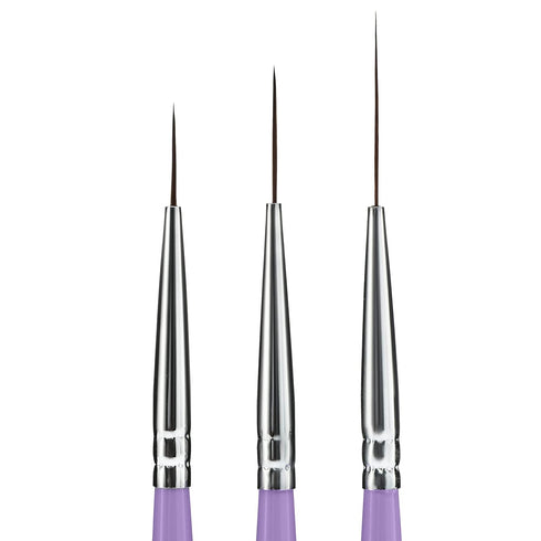 Beaute Galleria 3 Pieces Nail Art Long Striper Brush Set (12mm, 16mm, 22mm) for Thin Long Fine Line, Detailer, Striping, Color Block, One Stroke...