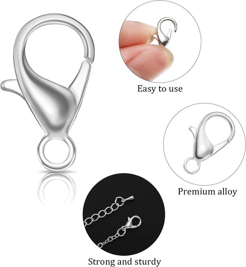 600 Pieces Lobster Clasps and Open Jump Rings Set Lobster Claw Clasps and Closures for Jewelry Making and Bracelets Bracelet Hooks Jewelry Clips(S...