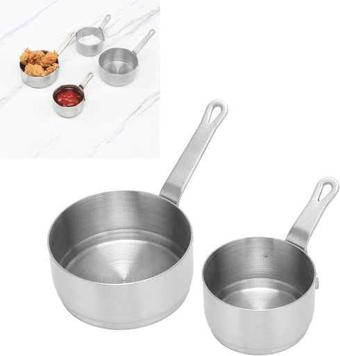 2pcs Sauce Cup 304 Stainless Steel Stackable Handle Design Mini Sauce Pan for Banquet Outdoor Picnic,Ramekin Dipping Sauce Seasoning Bowls with Ha...