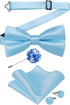 DiBanGu Mens Satin Pre-tied Bowtie Shiny Solid Bow Tie and Pocket Square Cufflinks Lapel Pin Set for Tuxedo Wedding Party...