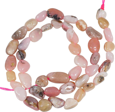 6-10mm Natural Pink Opal Tumbled Stone Chip Loose Beads for Jewelry Making, Polished Irregular Pebble Crystal Beads Supply 32"(2 Strands)...