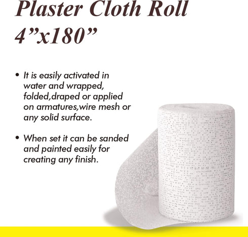 Falling in Art Plaster Cloth Rolls, 500gsm Plaster Strip, Plaster Gauze Bandages for Craft Projects, Mask Making, Belly Casts, Body Molds, 4inch x...