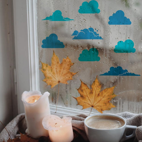 FINGERINSPIRE Clouds Painting Stencil 11.8x11.8inch Reusable 9 Styles Cloud Pattern Drawing Template DIY Art Clouds Theme Cartoon Clouds Decoratio...