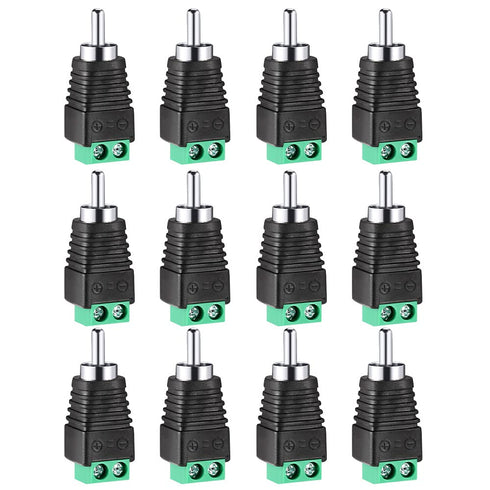 RCA Plugs for Speaker Wire, RCA to AV Screw Terminal Connector, Phono RCA Male Plug Solderless Converter Audio/Video Speaker Wire Connectors Solde...