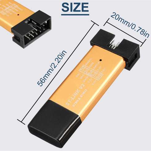 ST-Link V2 Emulator Downloader Programmer STM8STM32 Programming Unit 3.3V 5V Two-Color Indicator with Dupont Cable...