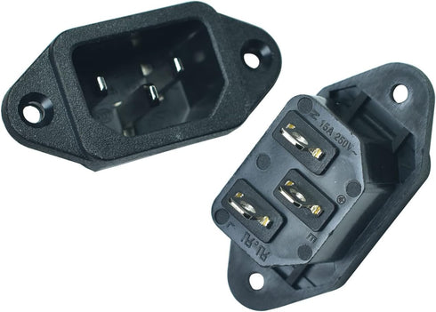 Screw Mount 3 Pins IEC320 C14 Inlet Power Plug Socket ,15A 250VAC Power Connector Socket ?Pack of 2?...