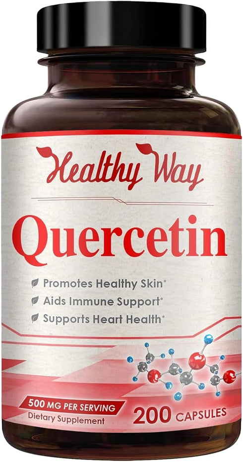 High Strength Quercetin 500mg Capsules - Once Daily Powerful Antioxidant Quercetin Supplement for Heart Aging Skin Brain and Immune Support - Vega...