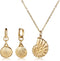 Cunno Mermaid Jewelry Set for Women Mermaid Gold Shell Necklace and Gold Seashell Earrings Dangle Drop for Halloween Costume Sea Witch Mermaid Pen...