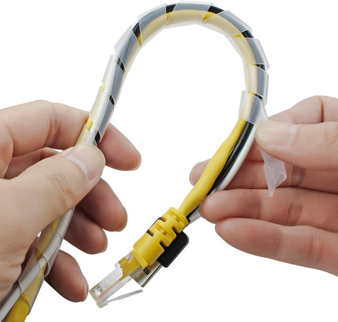 50Ft XHF 1/4" Clear Spiral Cable Wrap 6mm(Wrapping Range:4mm-50mm) Spiral Wire Wrap Cord for Computer Electrical Wire Organizer Sleeve Hose RoHS...